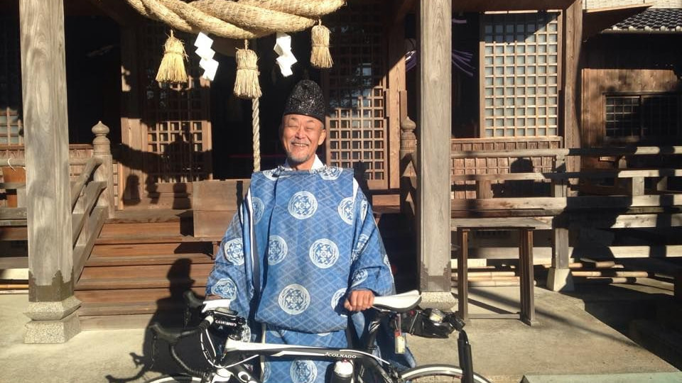 自転車祈願後の記念撮影